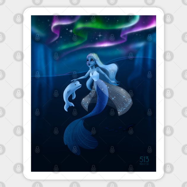 Aurora Arctic Mermaid Sticker by 513KellySt